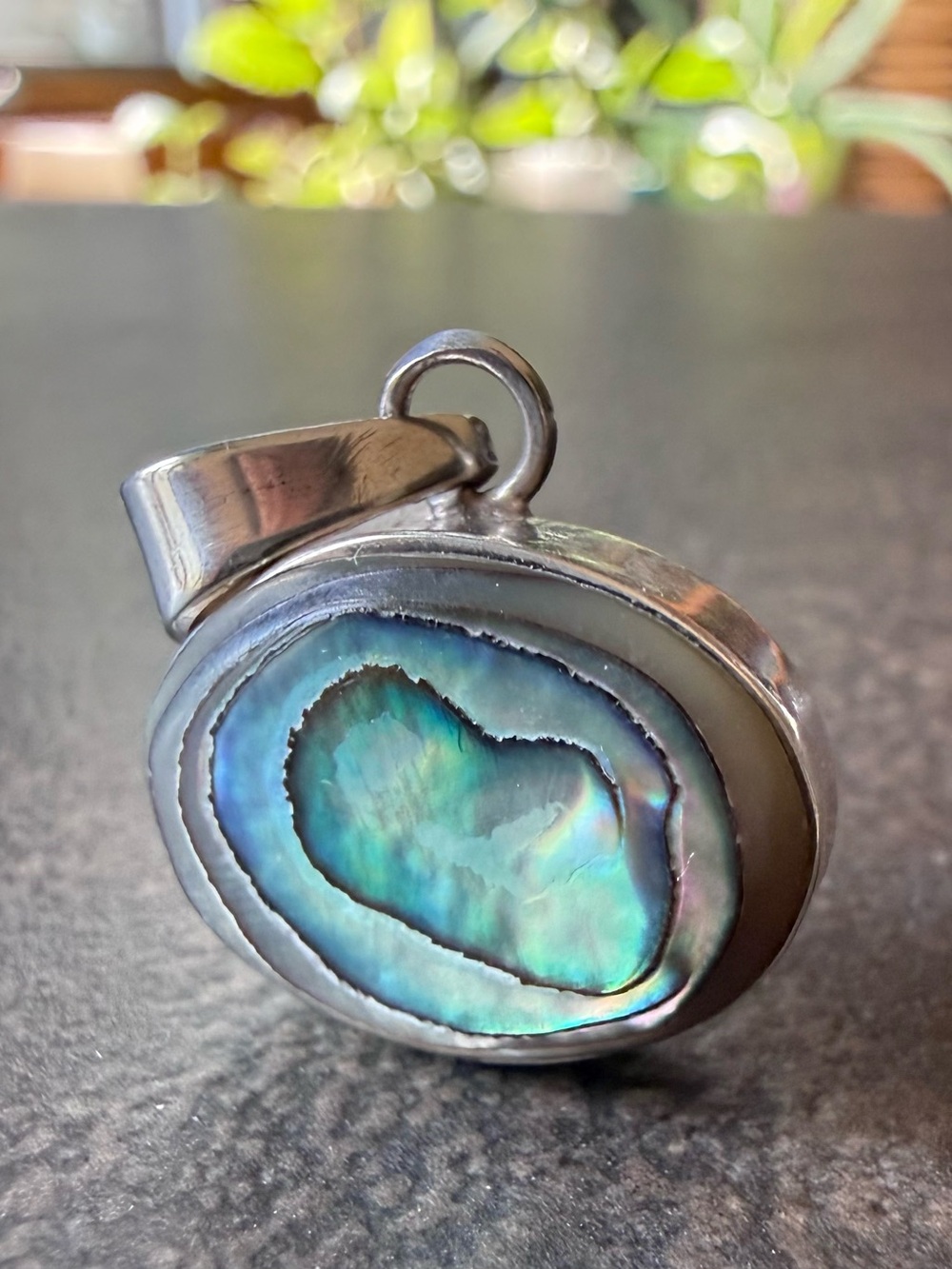 Abalone Shell Oval Pendant in Mexican Sterling Setting
